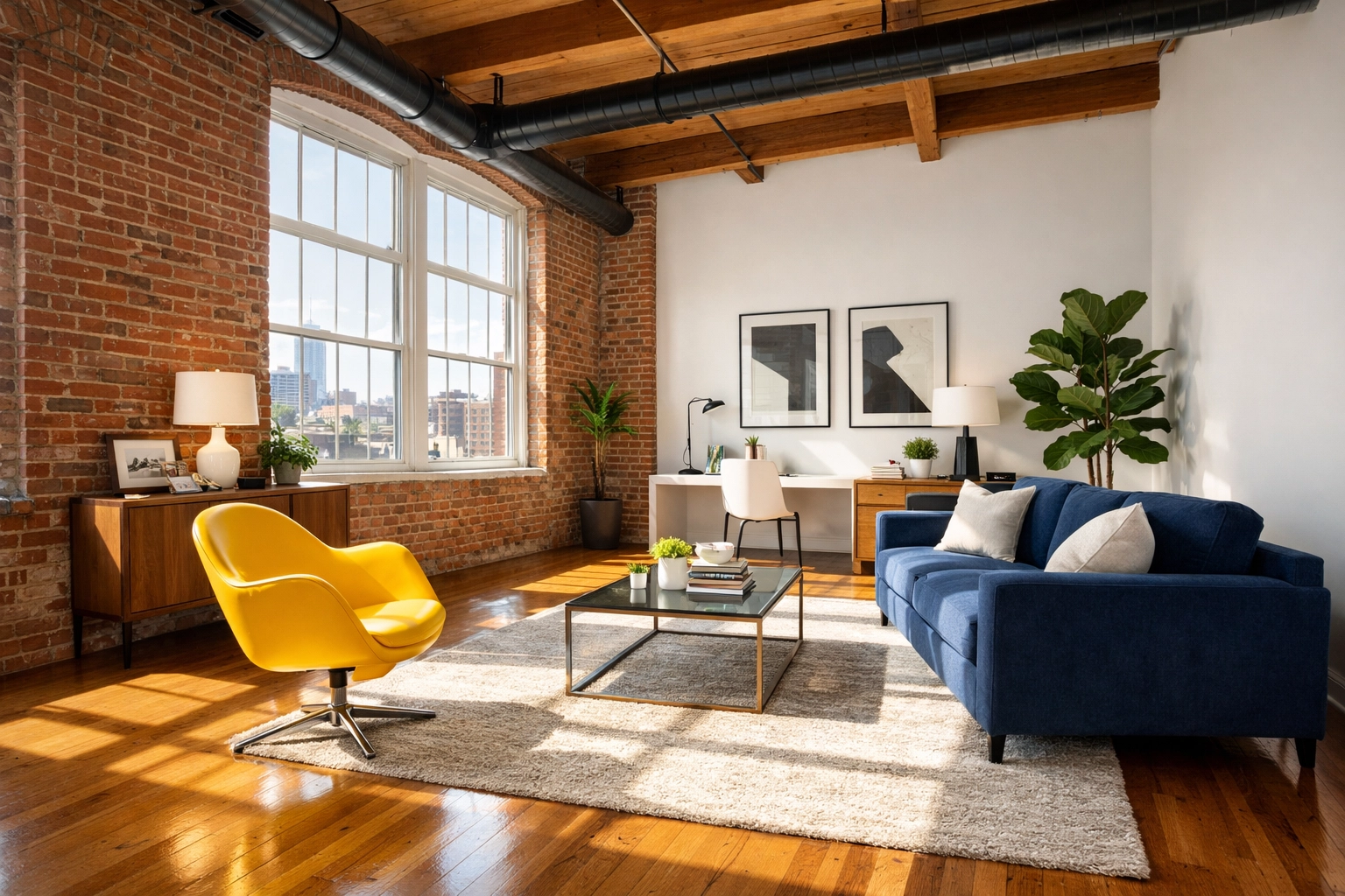 Spotless industrial loft in the Canal District after professional maid services Worcester.