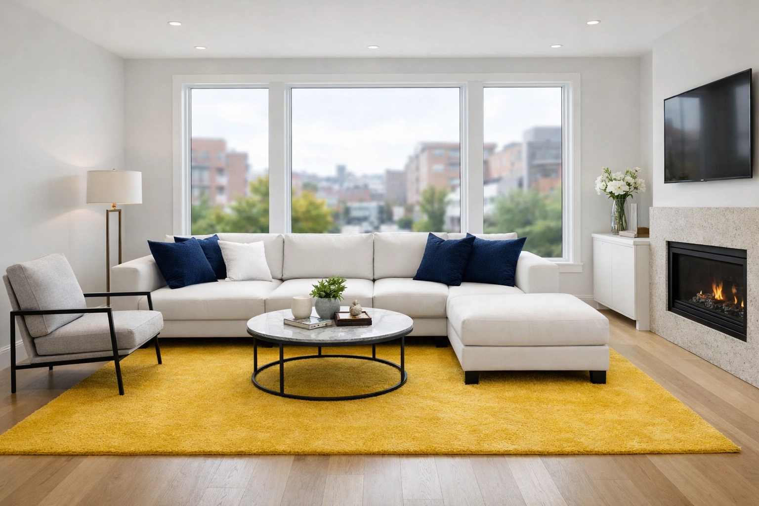 A pristine Worcester residential living room featuring Ninja-level move-out cleaning excellence for new tenants.