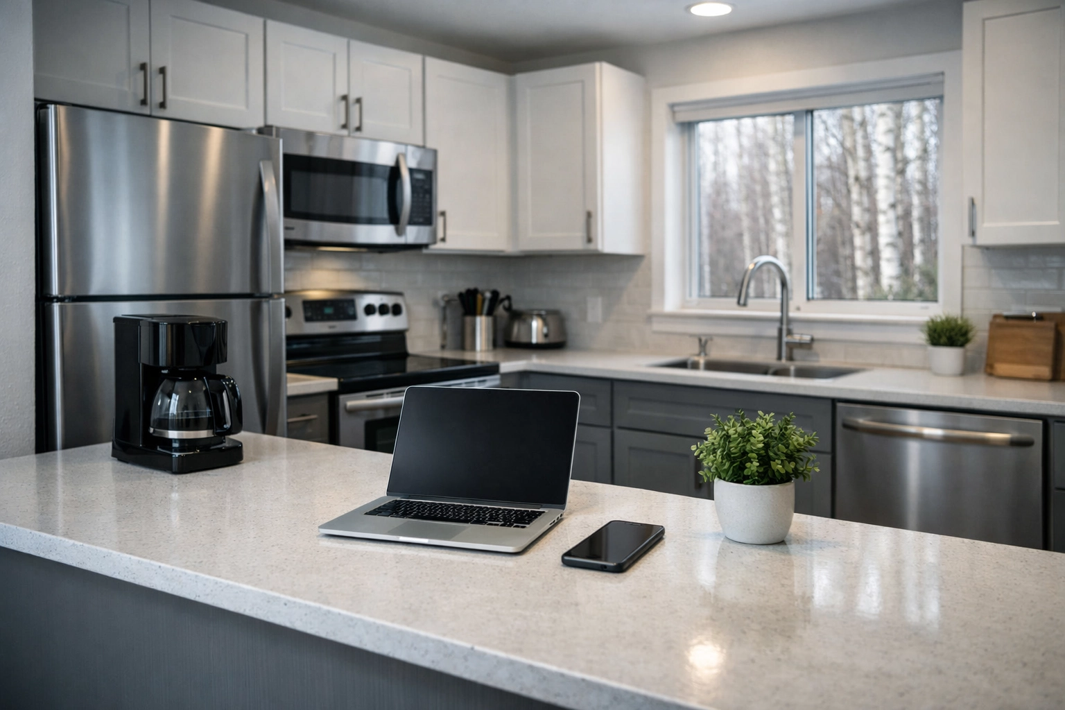 Modern Anchorage rental kitchen showing personal property covered by renters insurance