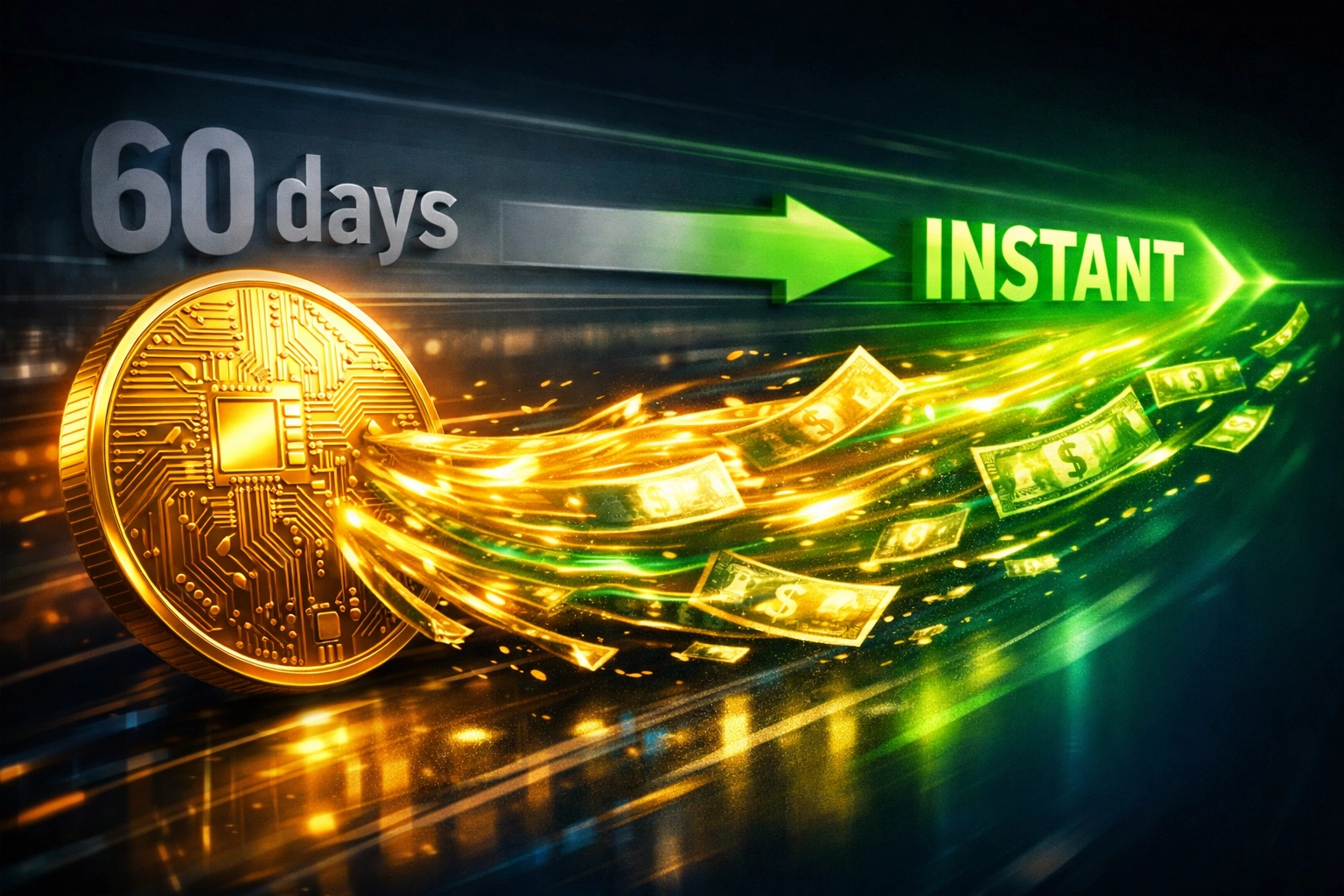 Receivables token converting to instant cash flow compared to 60-day payment timeline
