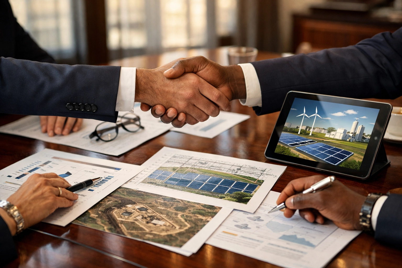 Business professionals negotiating energy deals at Africa conference 2026