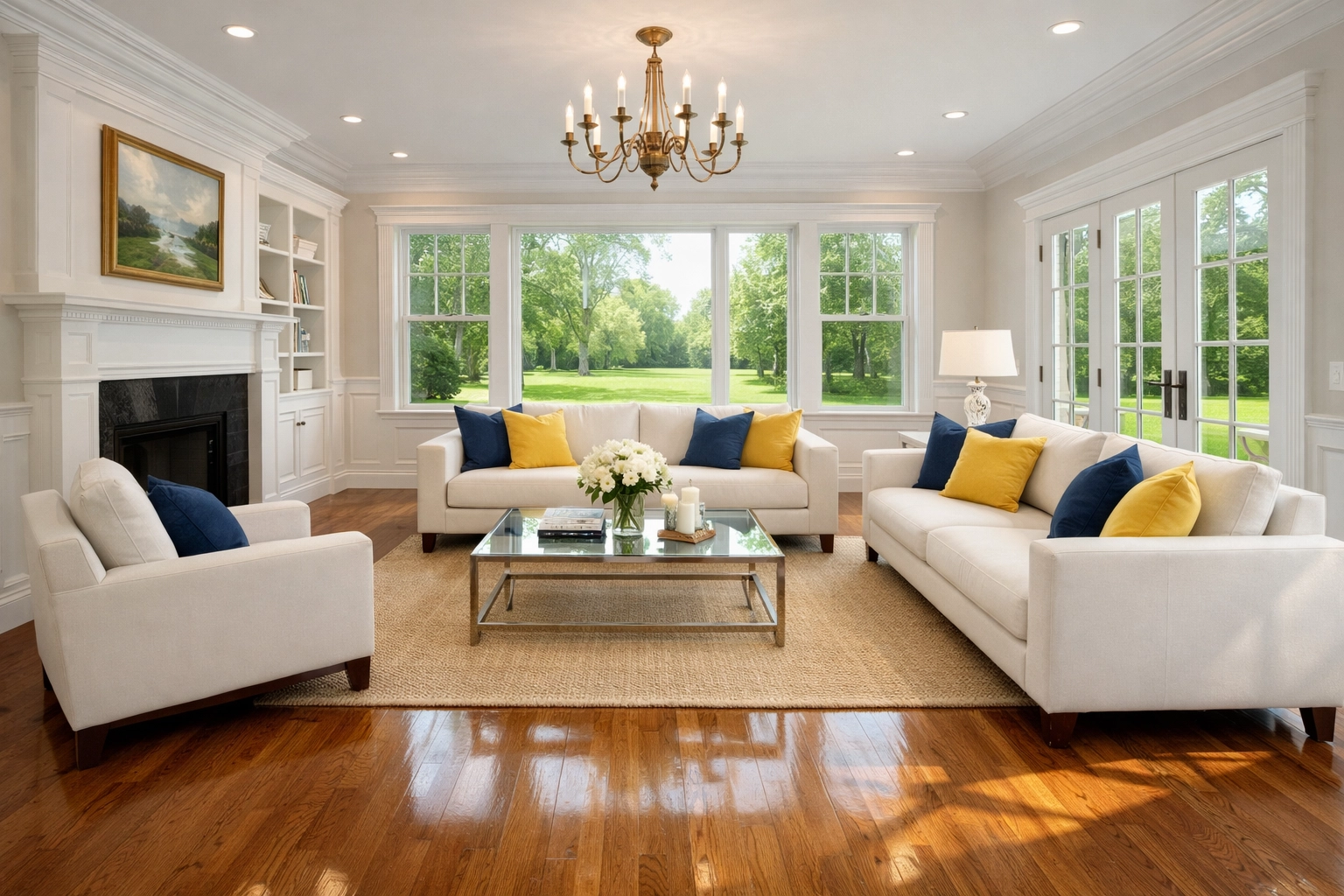 Sanitized luxury living room in Newton illustrating the choice between move-in cleaning vs deep cleaning.