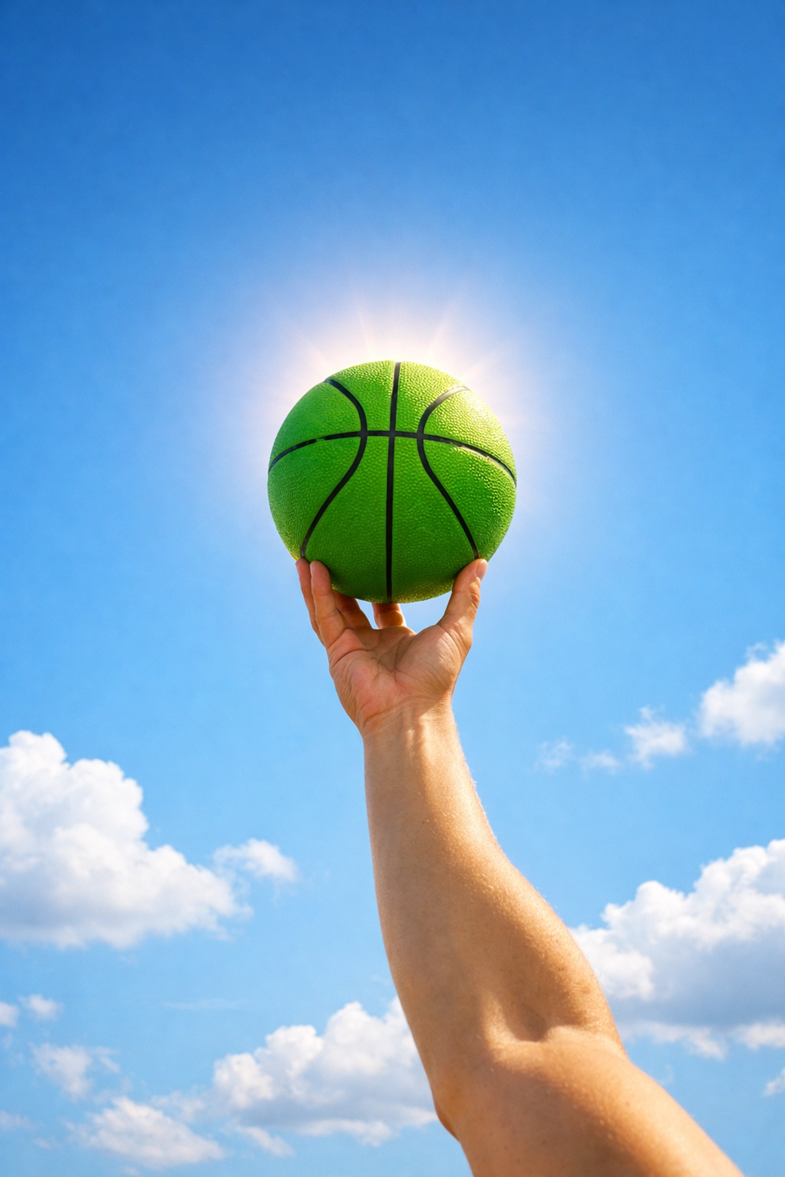 Basketball at maximum height demonstrating parabolic trajectory and real-world quadratic functions