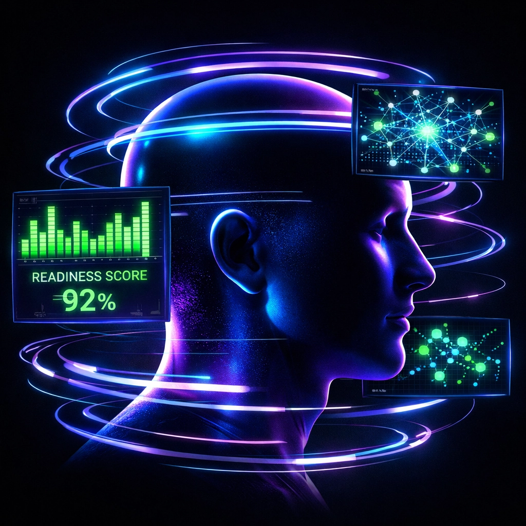 AI-driven industry readiness score profile visualizing a student's technical and soft skills.