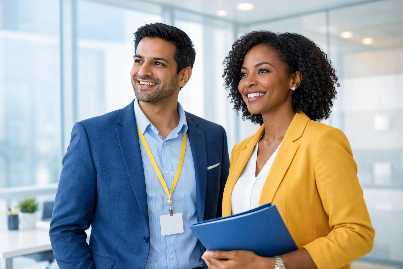 Diverse professionals discussing donor qualification and prospect research strategies in a modern office.