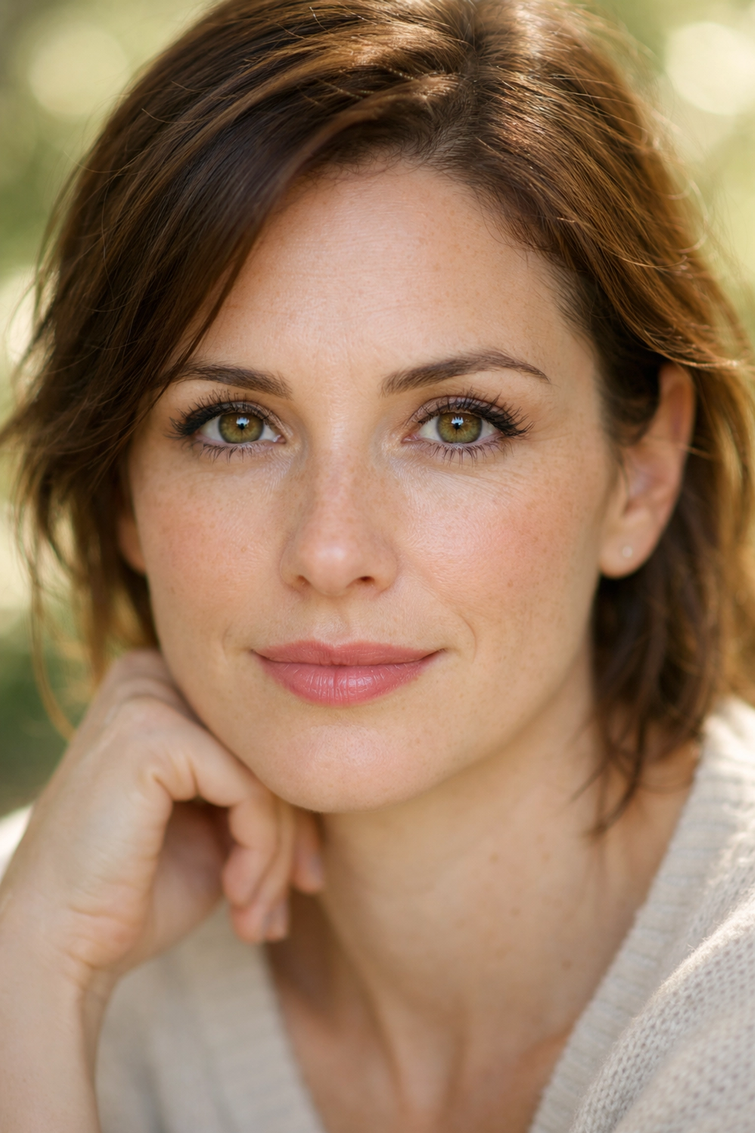 A detailed portrait showing natural skin retouching and eye enhancement using Luminar Neo Portrait AI.