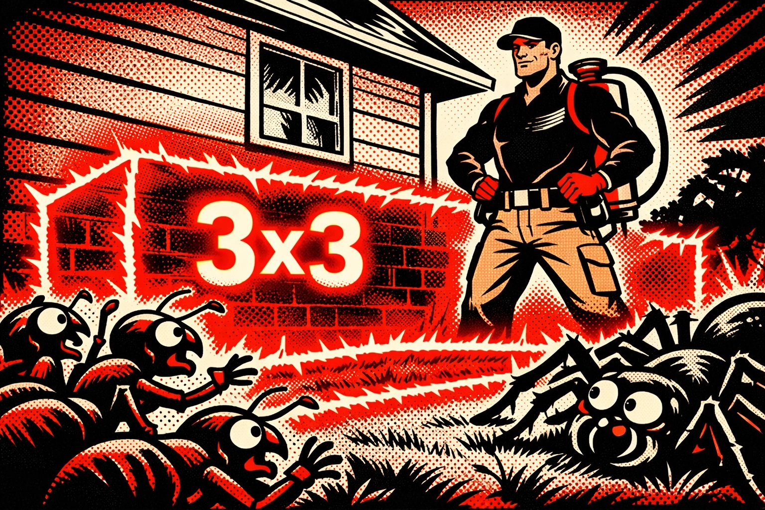 Pest X technician applying 3x3 barrier defense for the best pest control in Birmingham AL.