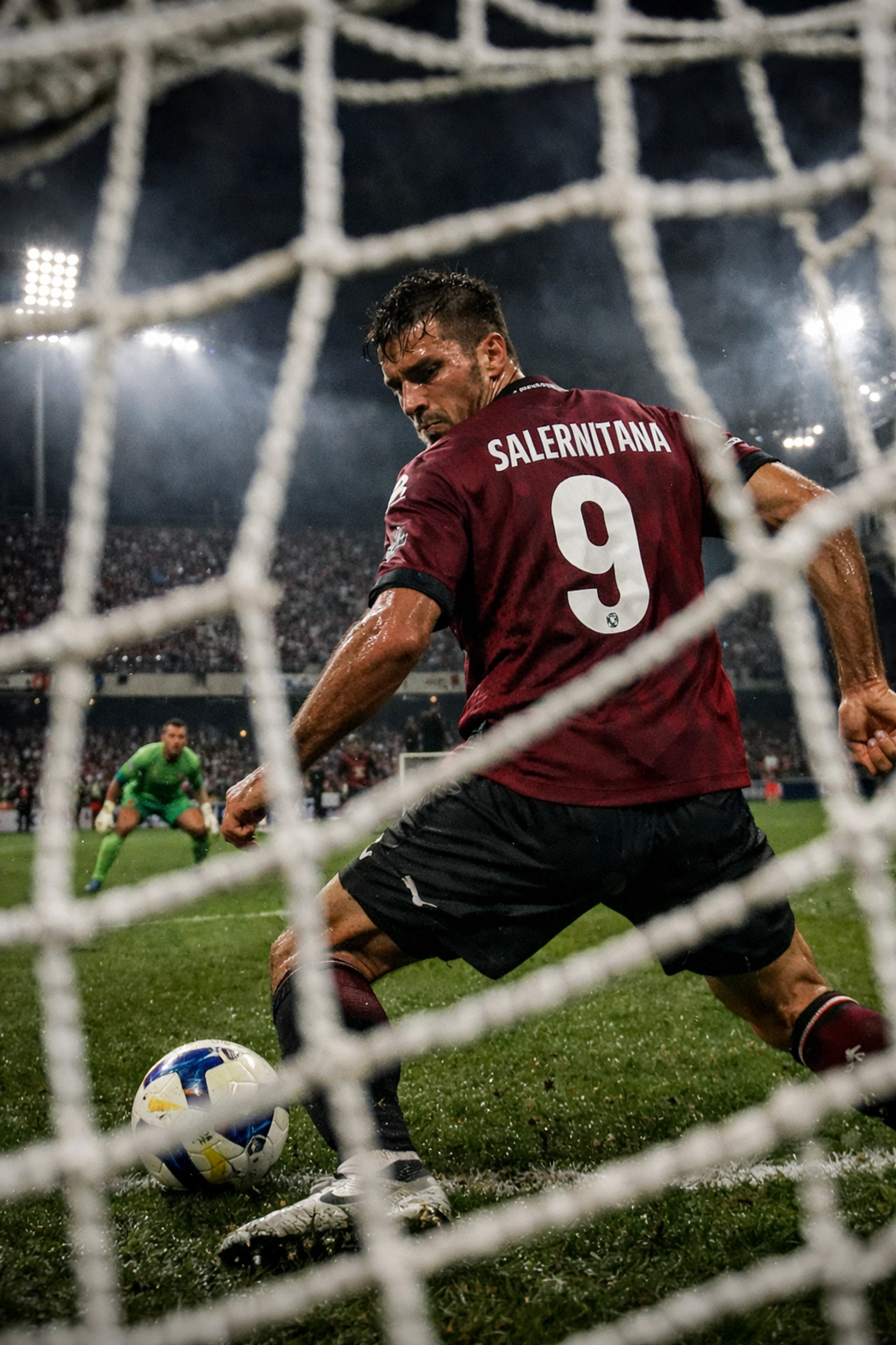 Striker taking shot in penalty box showing tactical impact of football transfer window