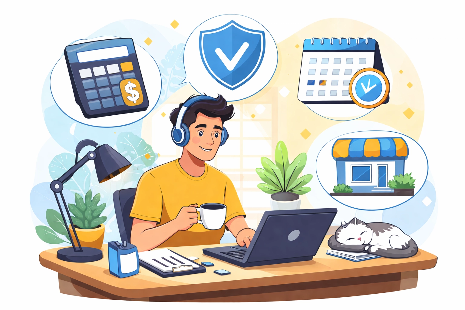 Freelancer uses tax services for gig workers in a home office in New Haven