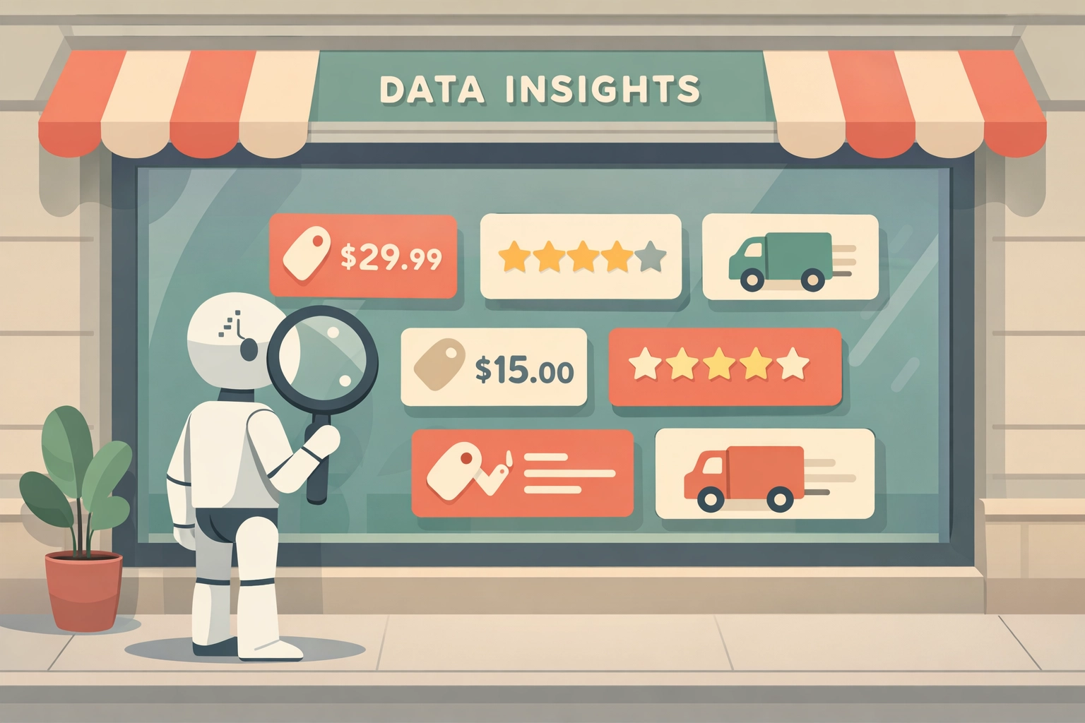 AI agent analyzing structured product data and SEO elements from Kent business storefront