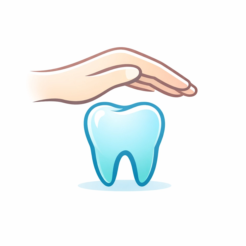Gentle hand protecting a tooth icon representing family dentist Markham expertise and care.