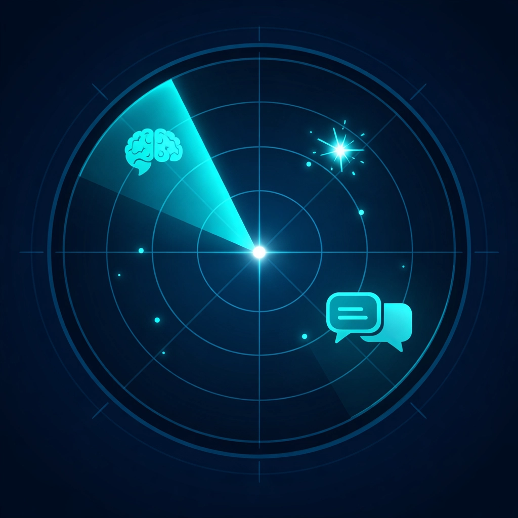 Sonar radar interface scanning for brand mentions and AI visibility across platforms like ChatGPT and Gemini.
