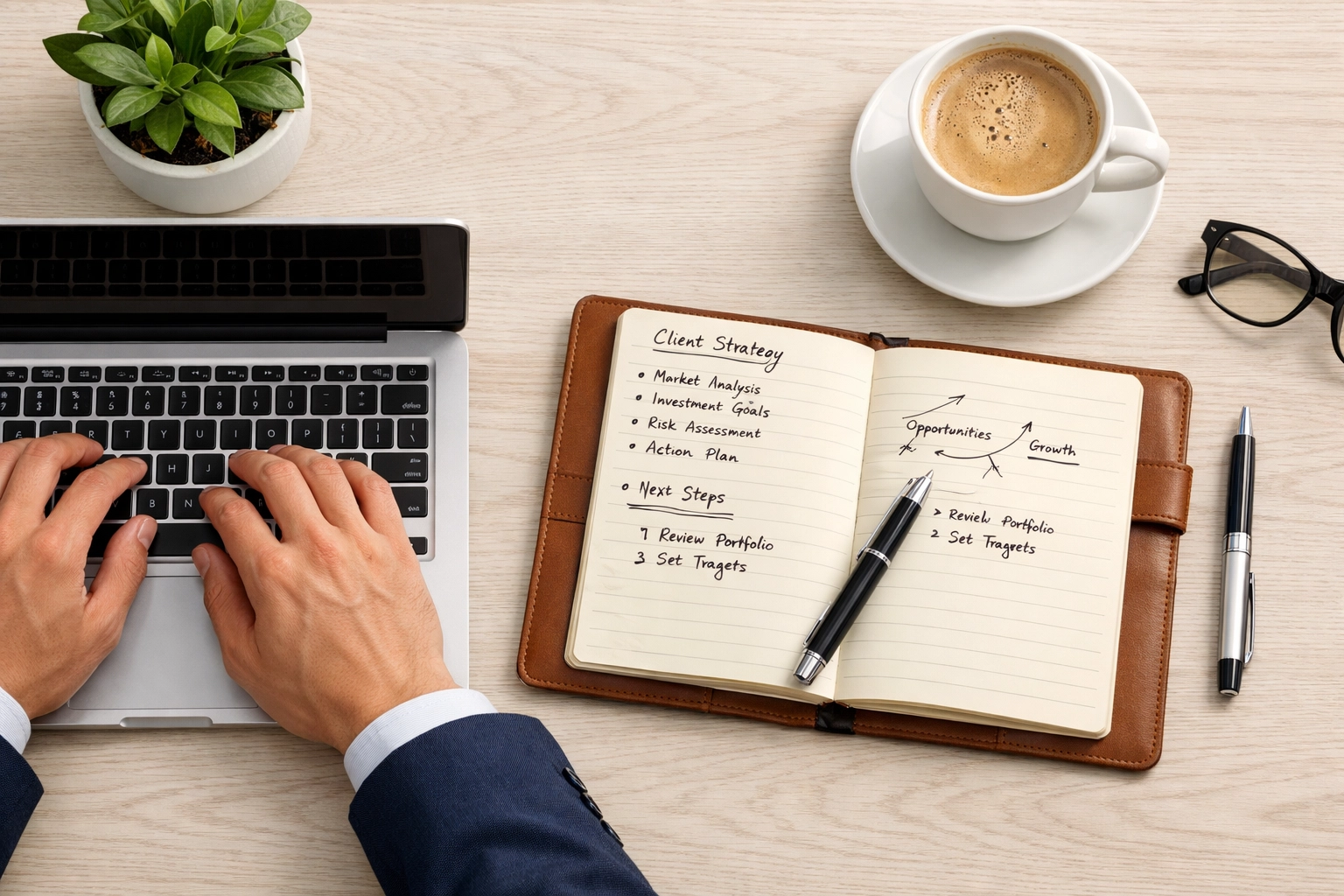 Strategic planning at a modern desk by a ServiceNow implementation partner to optimize ITAM and sustainability.