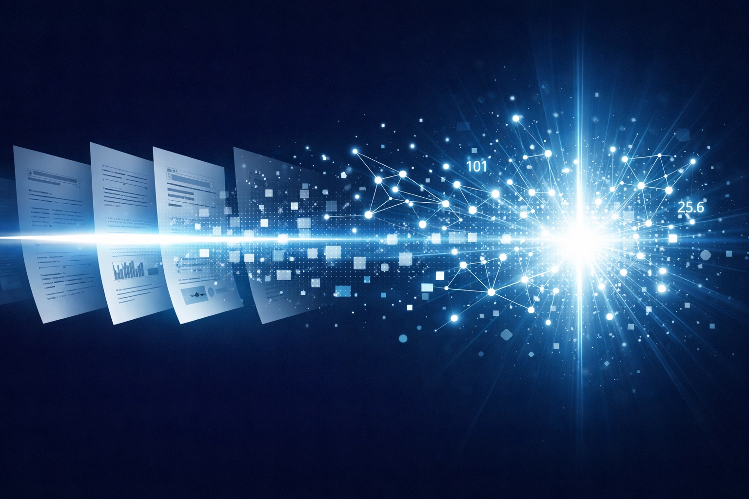 Intelligent document processing scanning and converting text into structured digital data points.