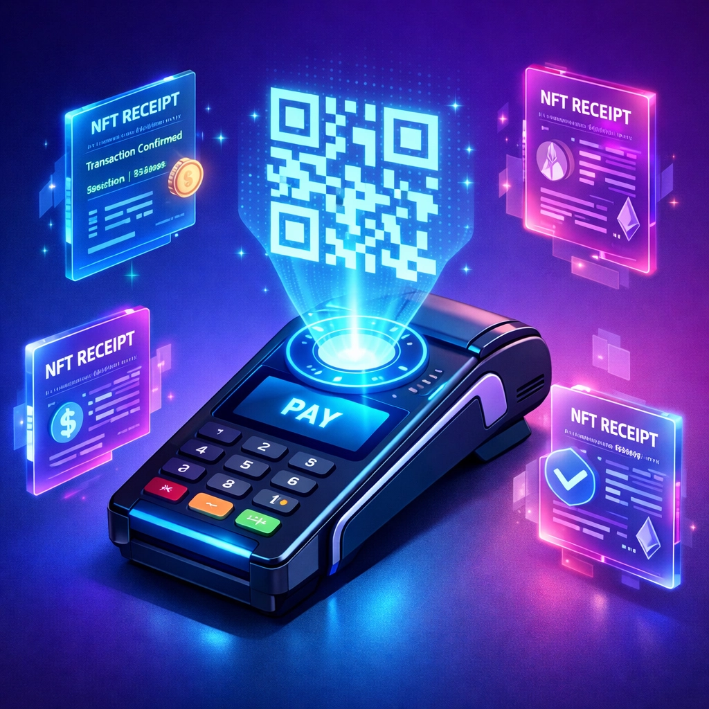 Crypto POS system with NFT receipts and QR code payment processing