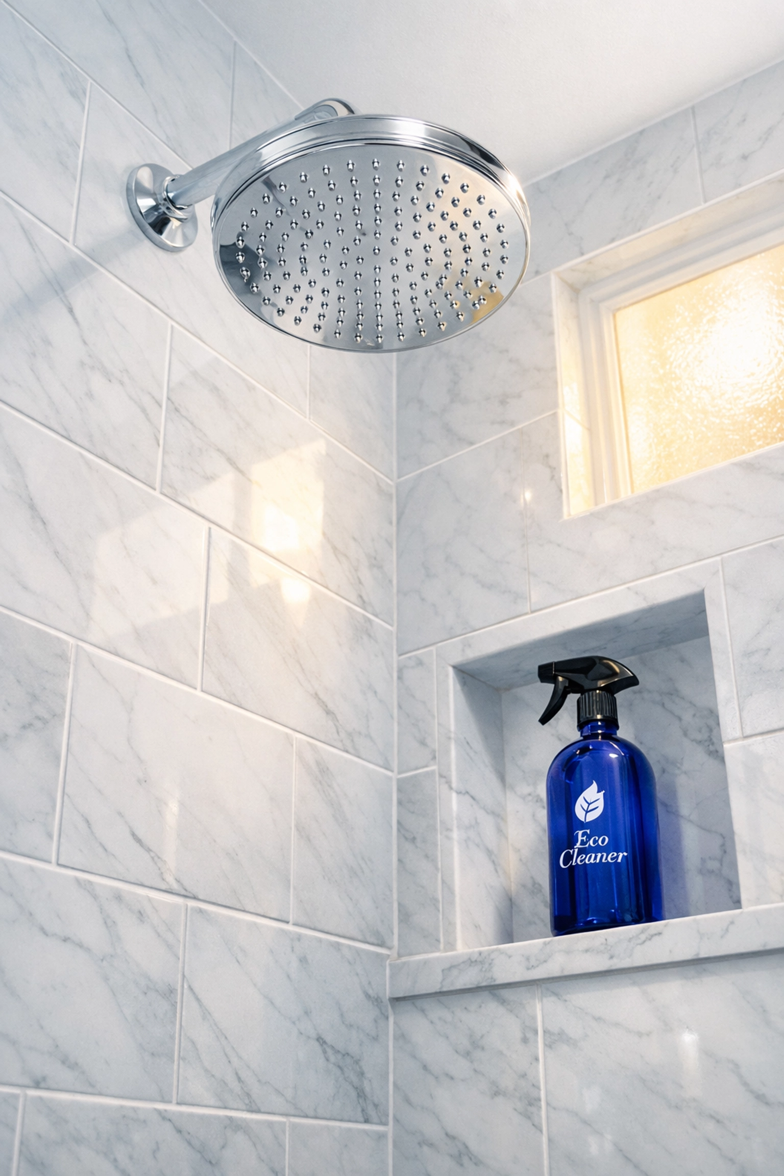 Spotless bathroom grout and marble tiles in a Massachusetts home after professional deep cleaning services.