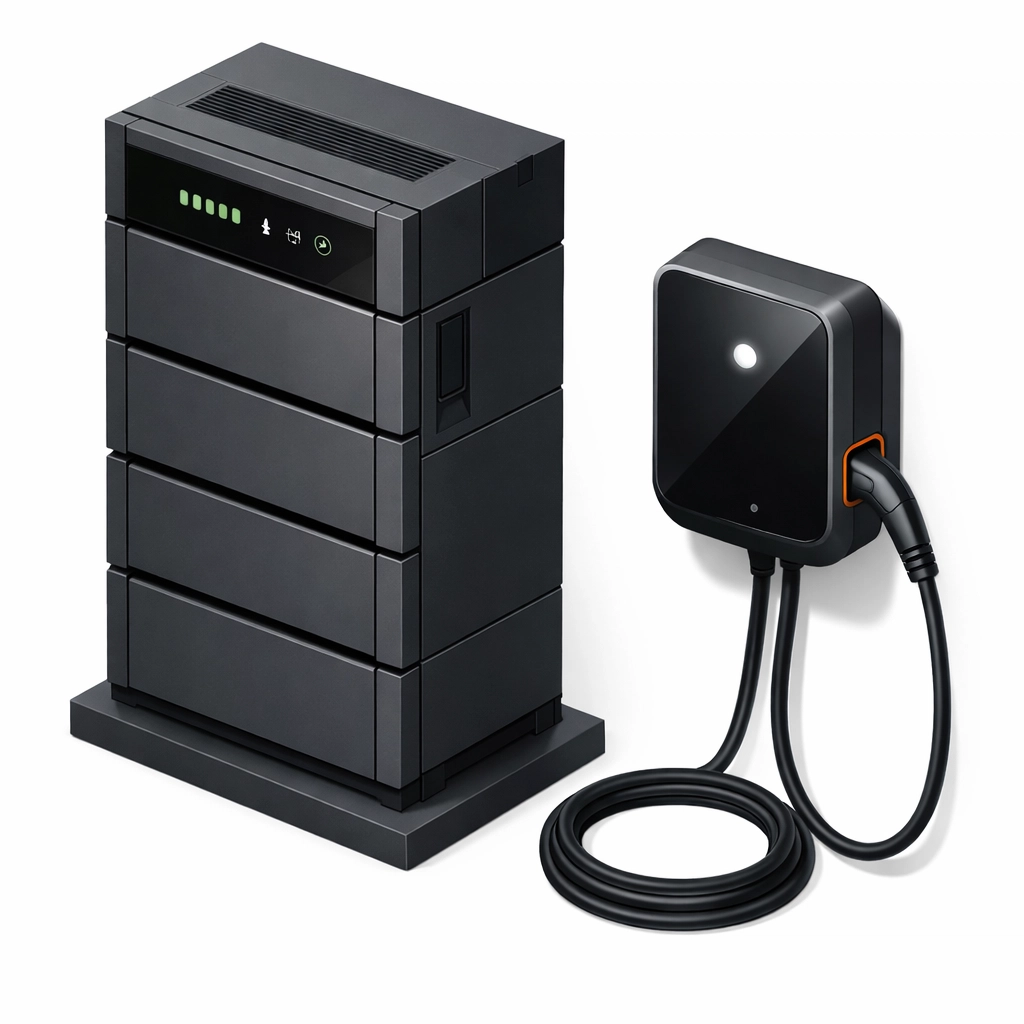 PV-Stromspeicher und Wallbox-System für nachhaltige Elektromobilität in Wien.