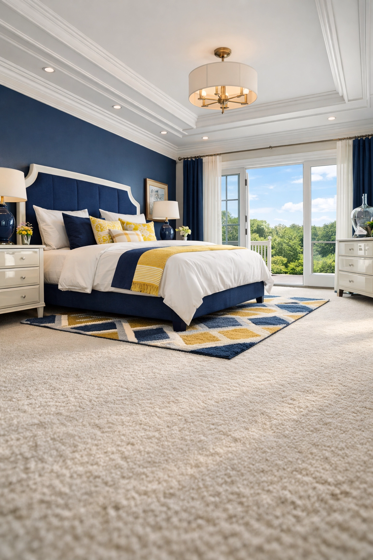 Deep cleaned modern bedroom in Harwich with flawlessly vacuumed carpets and dust-free surfaces.