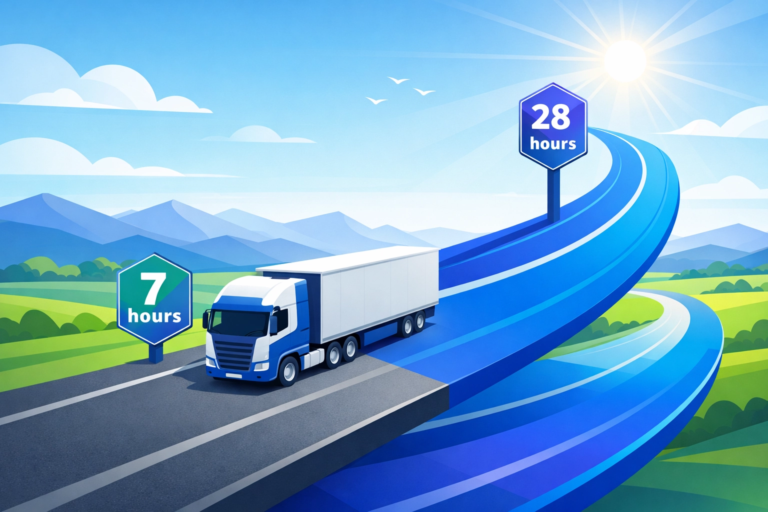 HGV driver return-to-driving pathway showing 7-hour module plus 28 hours training requirement