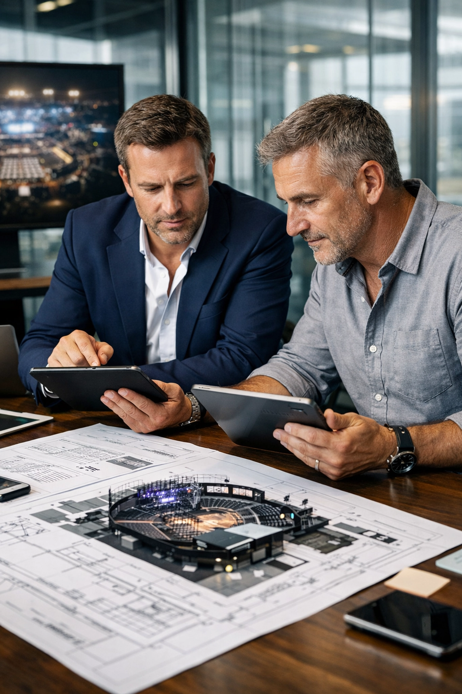 Strategy session for Super Bowl 2026 brand consulting and event planning in a modern office.