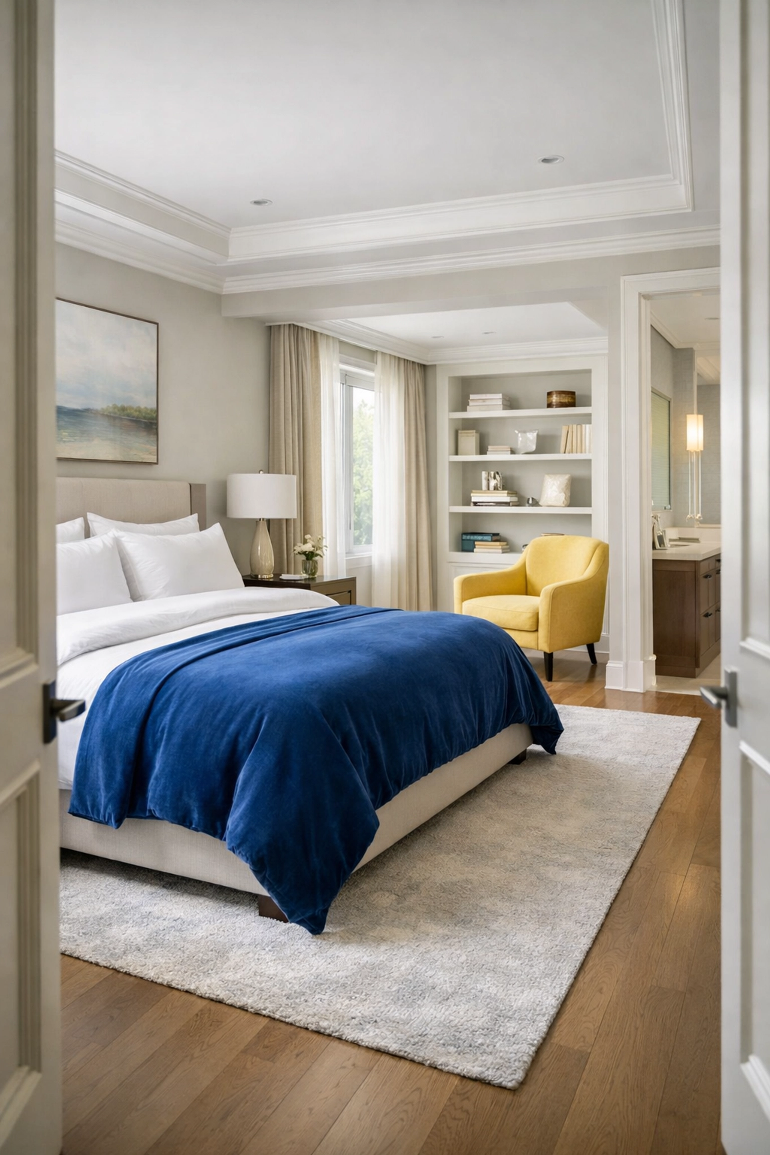 Serene Wayland bedroom sanctuary professionally maintained by bi-weekly house cleaning services.