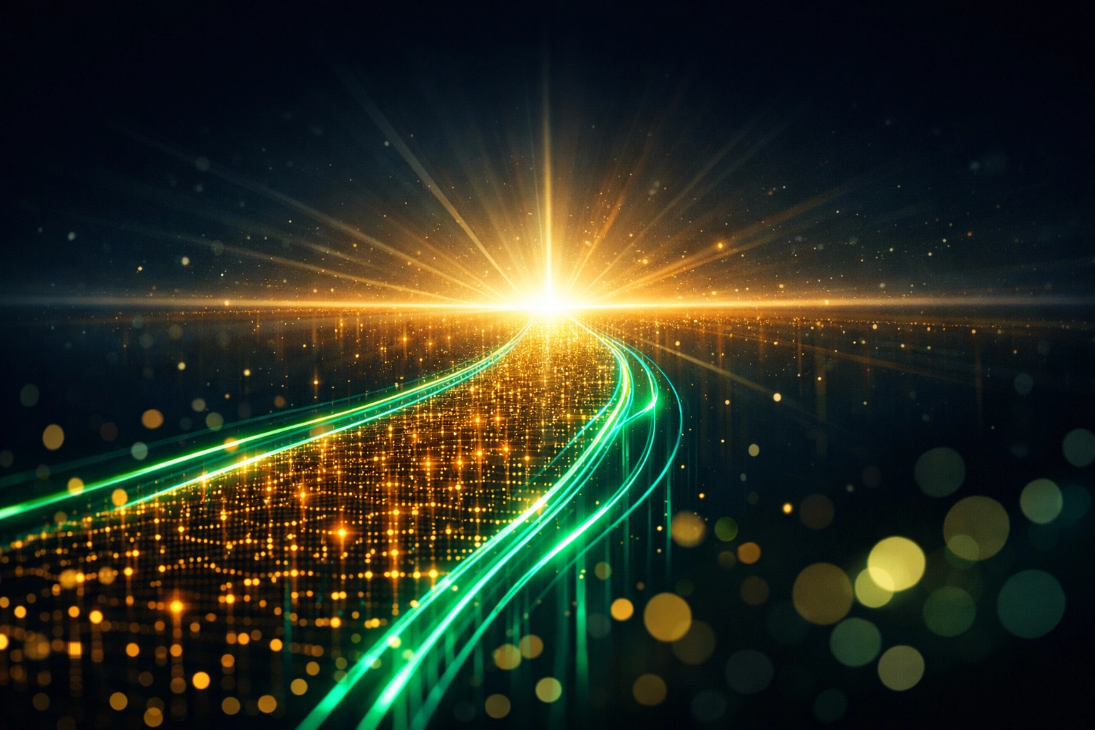 A glowing digital bridge symbolizing a strong foundation for the future of payments and competitive financial systems.