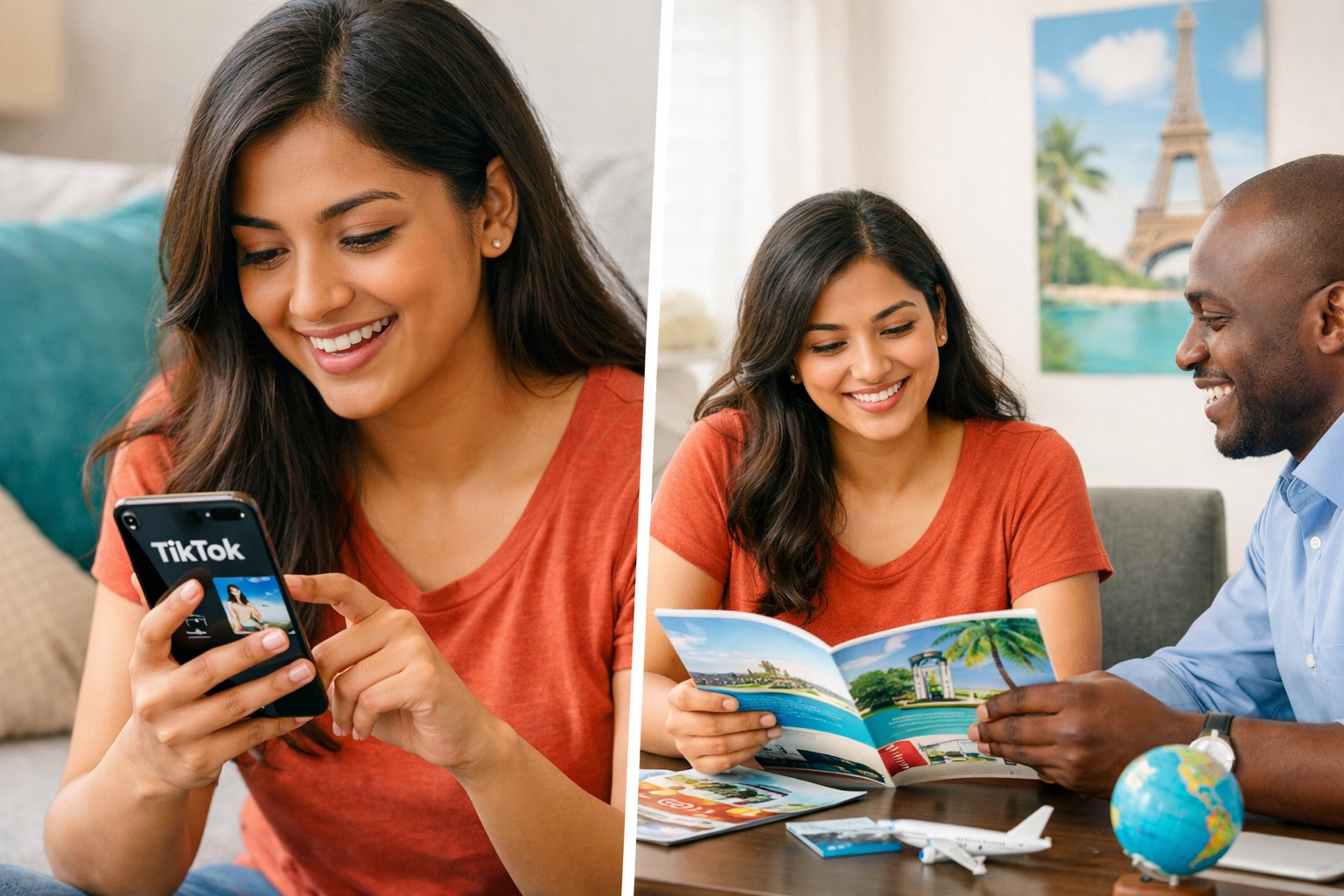 Client journey from TikTok discovery to booking consultation with travel agent