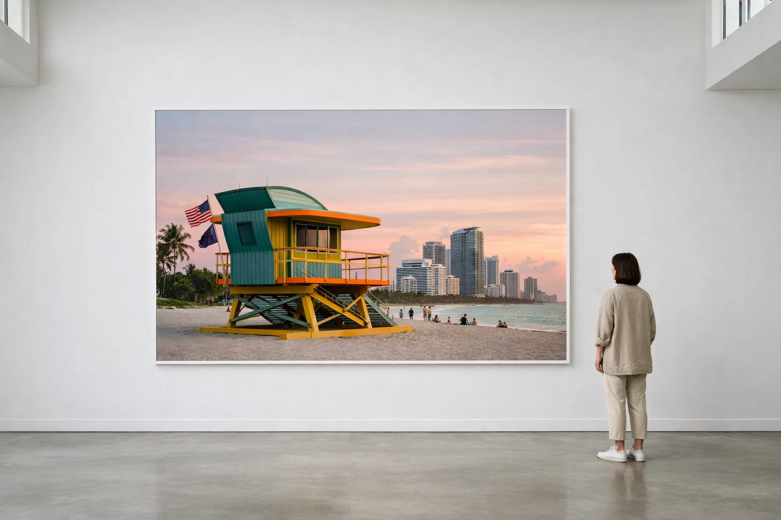 Miami Design District gallery scene showing distortion-free fine art photography framing
