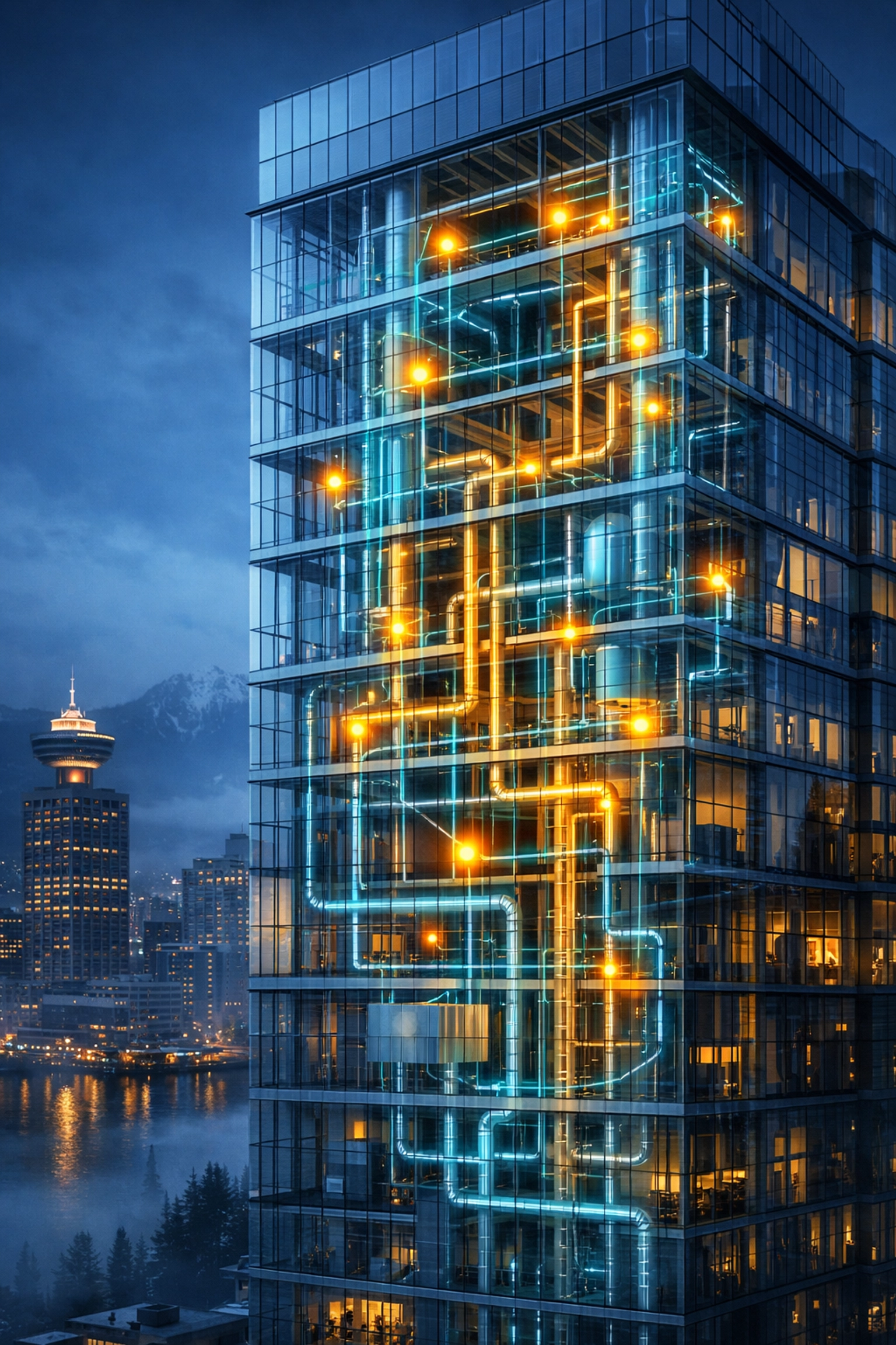 Vancouver high-rise leak solution using pinpoint freeze detection sensors for building maintenance and prevention.