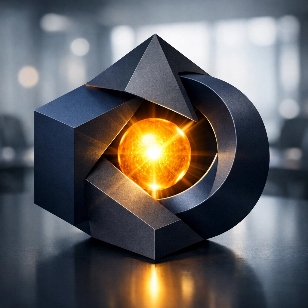 A modern visual of the I³ leadership framework representing Information, Interpretation, and Intensity.