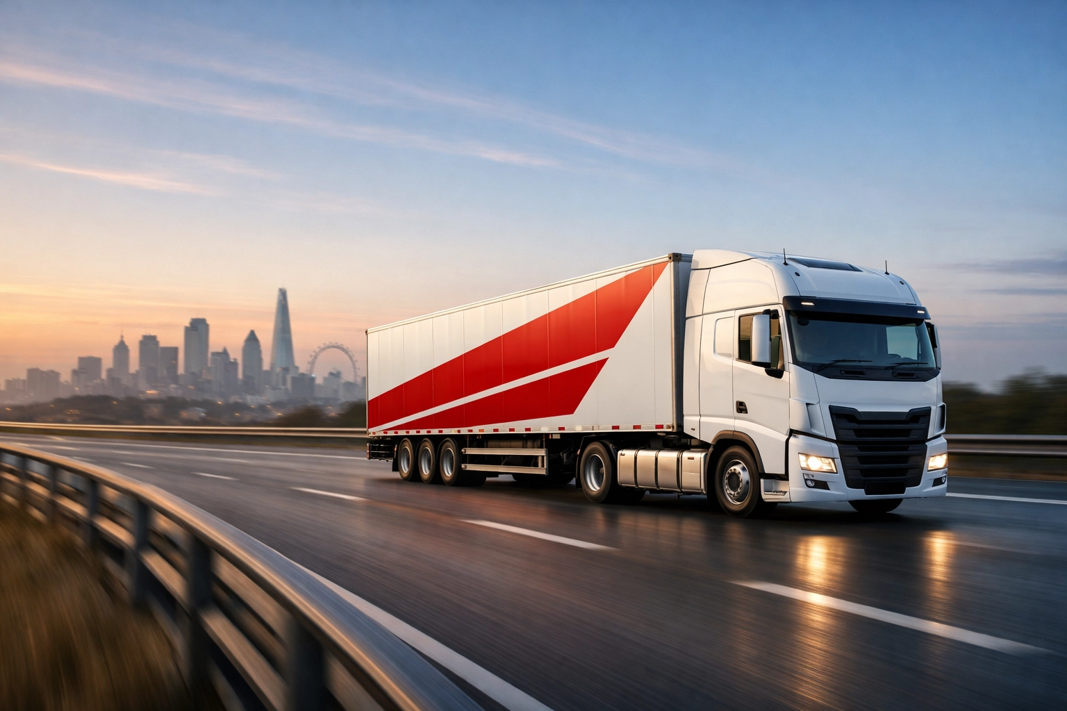 Transport truck delivering goods to London and Enfield for efficient retail distribution.