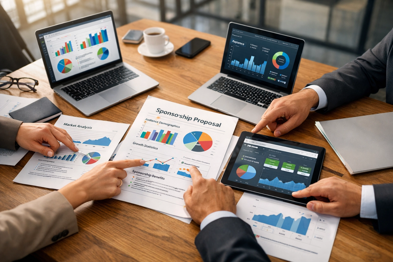 Dakdan sponsorship activation strategy session with analytics dashboards and partnership proposals