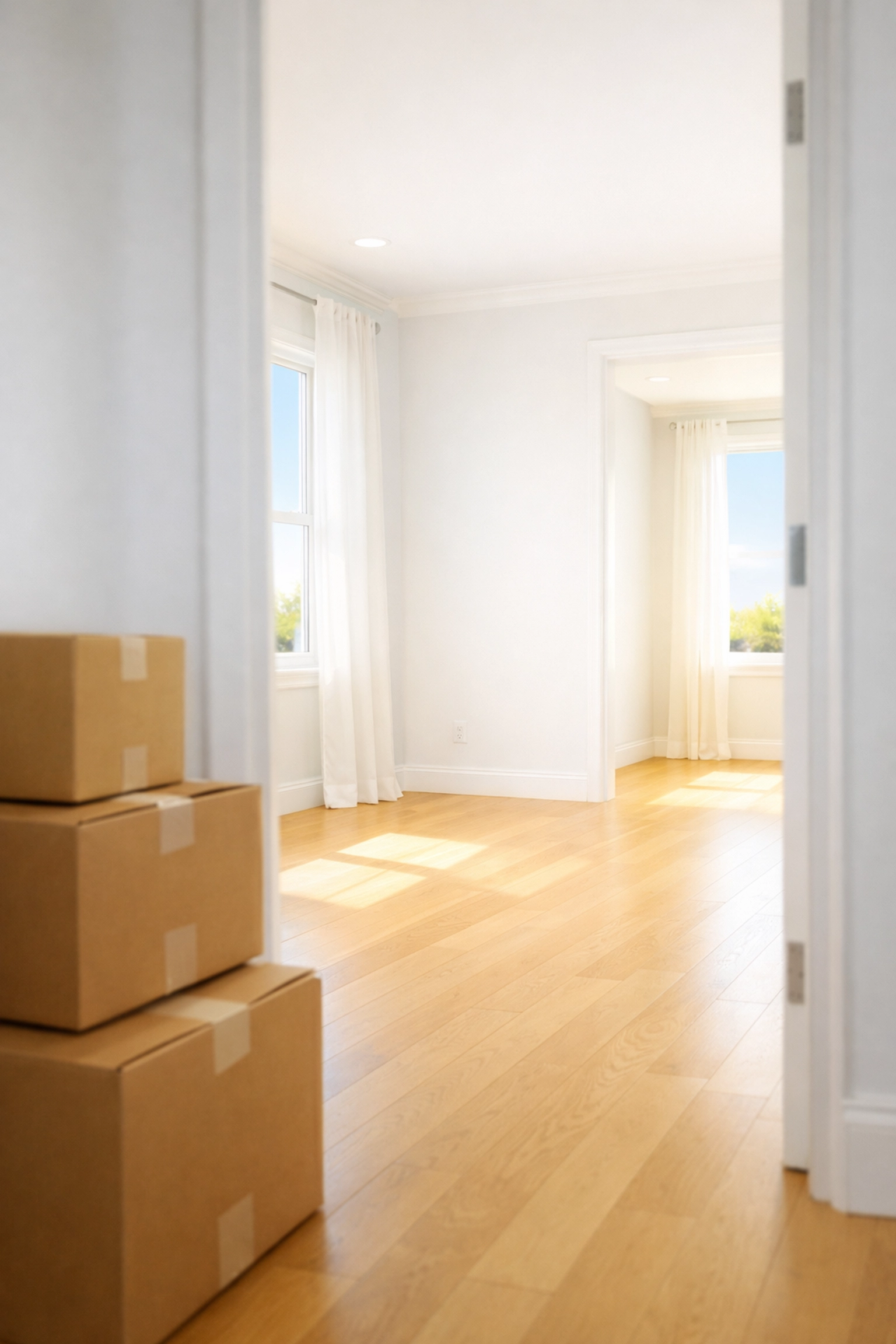 A spotless bedroom ready for furniture after a thorough move-in cleaning service in Massachusetts.