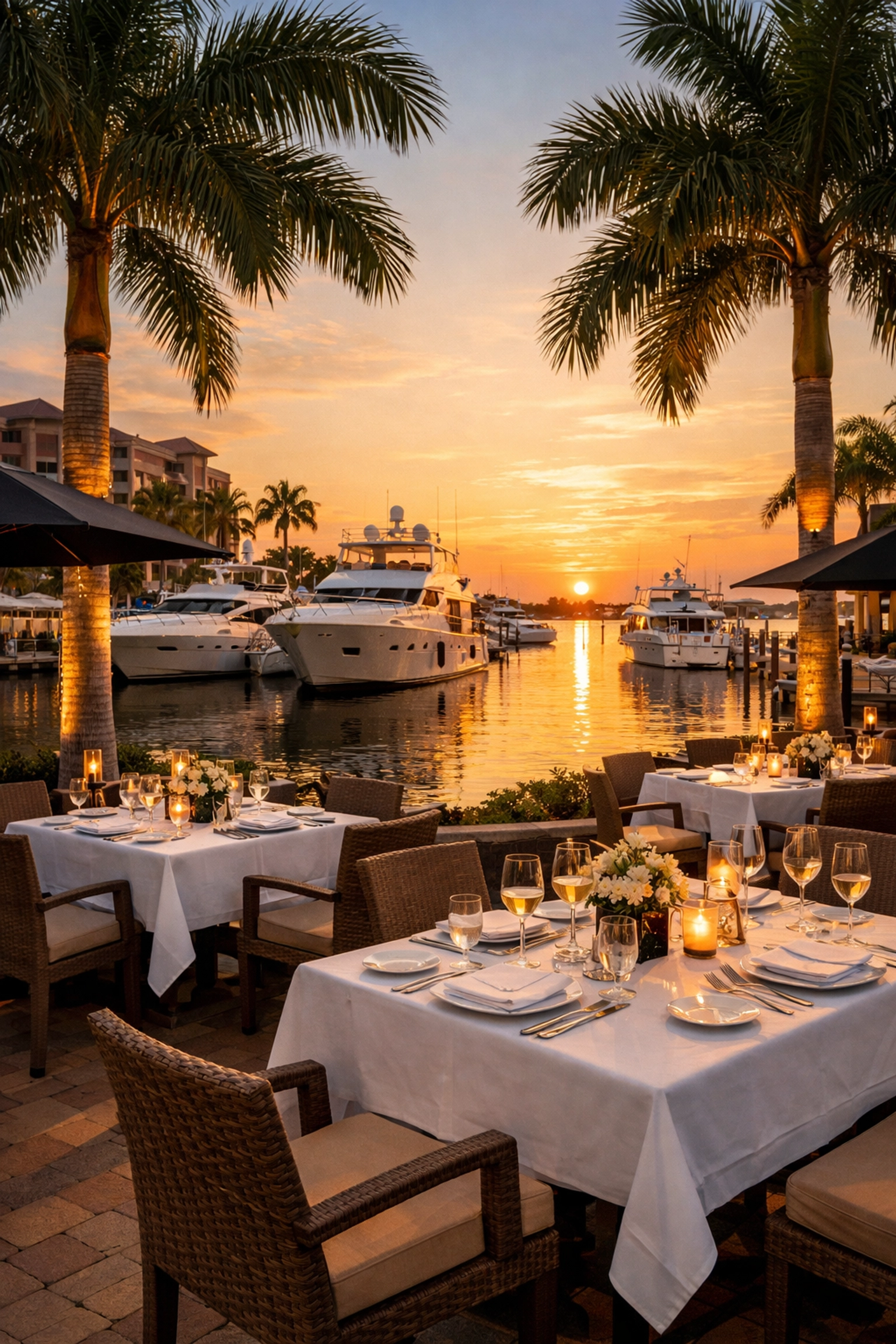 Luxury waterfront dining near gated communities in Southwest Cape Coral, Florida.