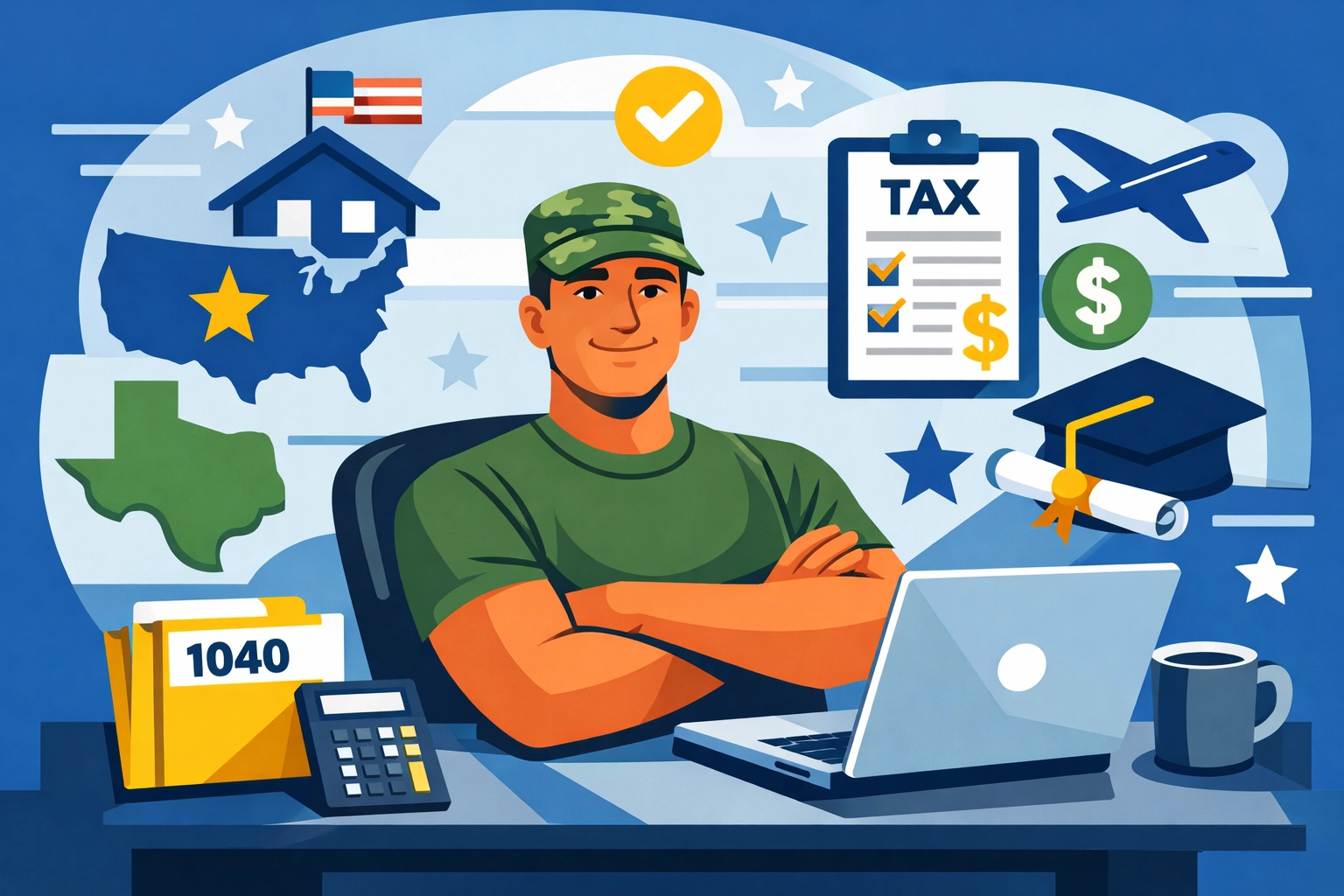 Military service member using MilTax software for free federal and state tax filing