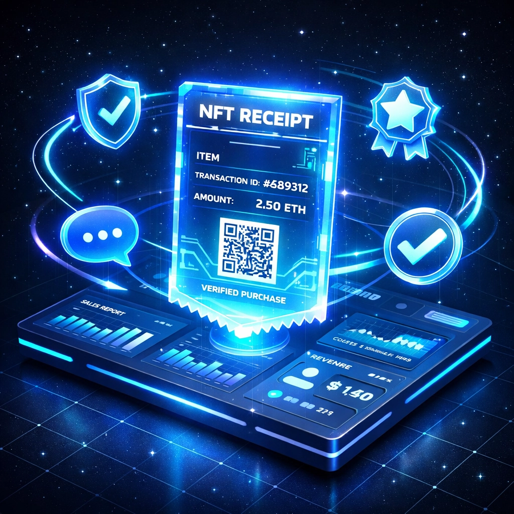 NFT receipt dashboard with warranty tracking and loyalty features for merchant payments