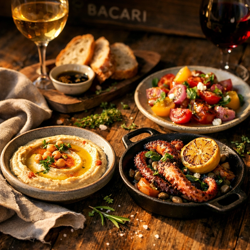 Mediterranean small plates and shareable dishes at Bacari restaurant featuring fresh ingredients
