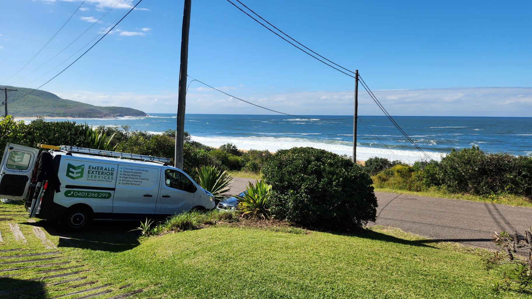 Emerald Exterior Services van onsite for Central Coast strata pressure cleaning