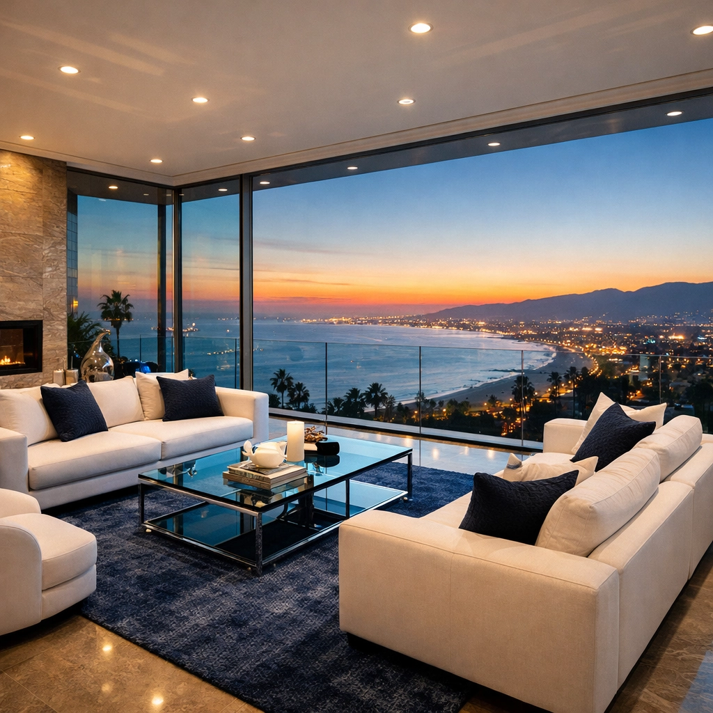 Spotless coastal penthouse after expert luxury house cleaning in Beverly, Massachusetts at sunset.