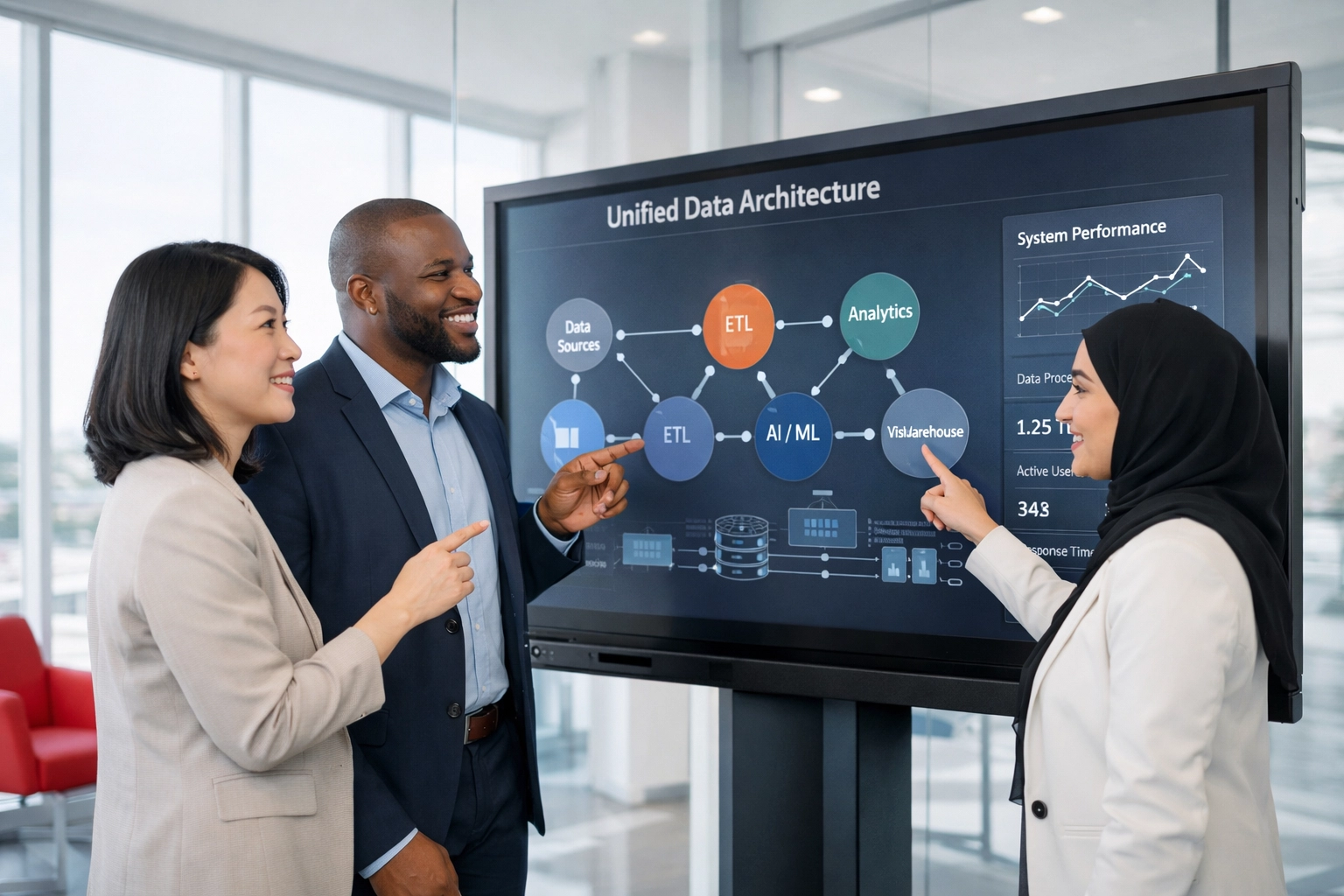 Technology executives collaborating on data platform modernization strategy and architecture