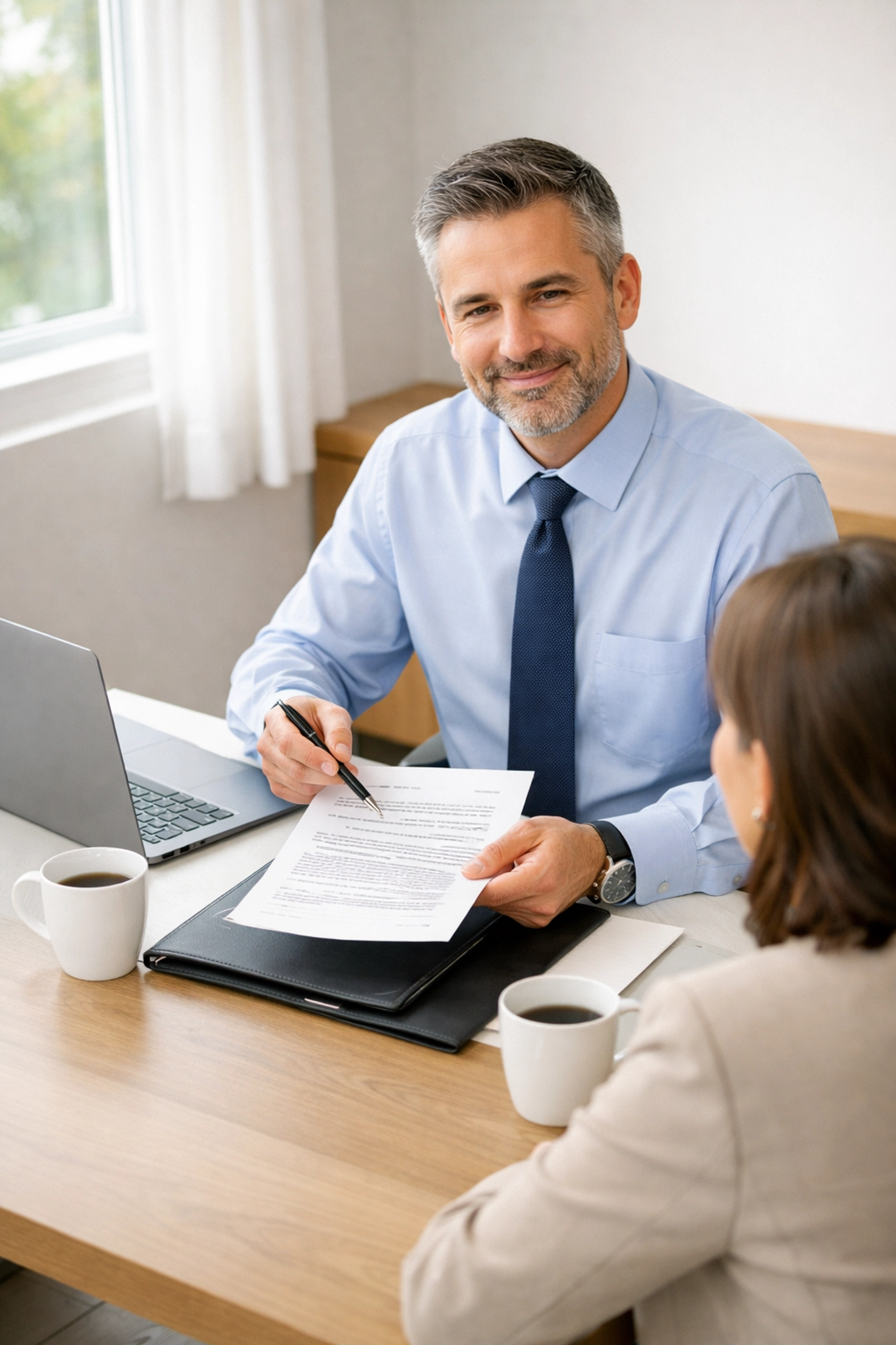 Tax professional consulting with client about audit protection services