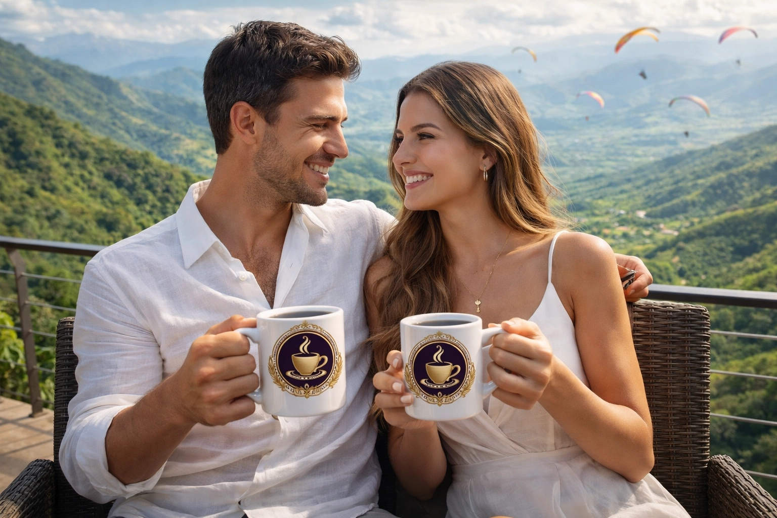 Smiling Couple Enjoying Velvet Perk Coffee