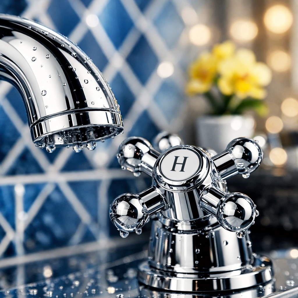 Sanitized and polished chrome bathroom faucet in Lunenburg free of limescale and hard water stains.