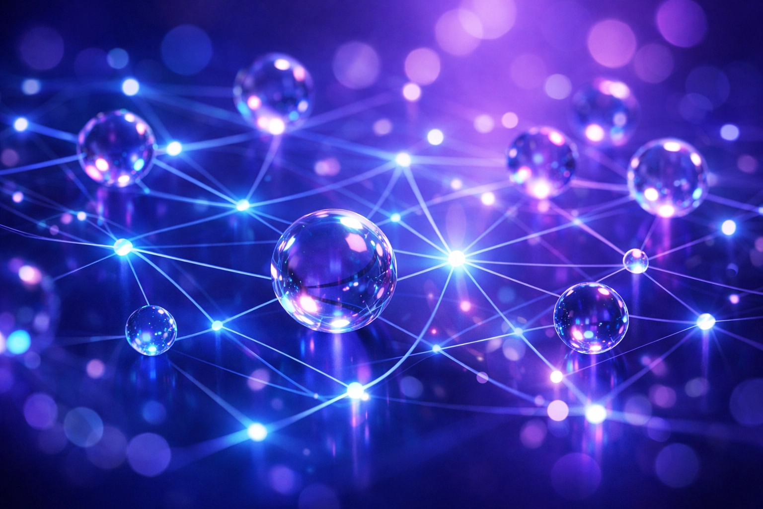 Interconnected glowing nodes representing a radical community and shared resilience strategies.