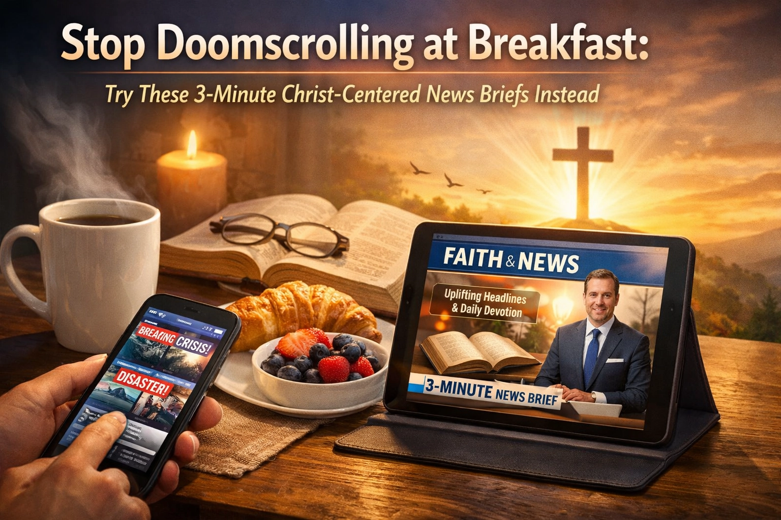 [HERO] Stop Doomscrolling at Breakfast: Try These 3-Minute Christ-Centered News Briefs Instead