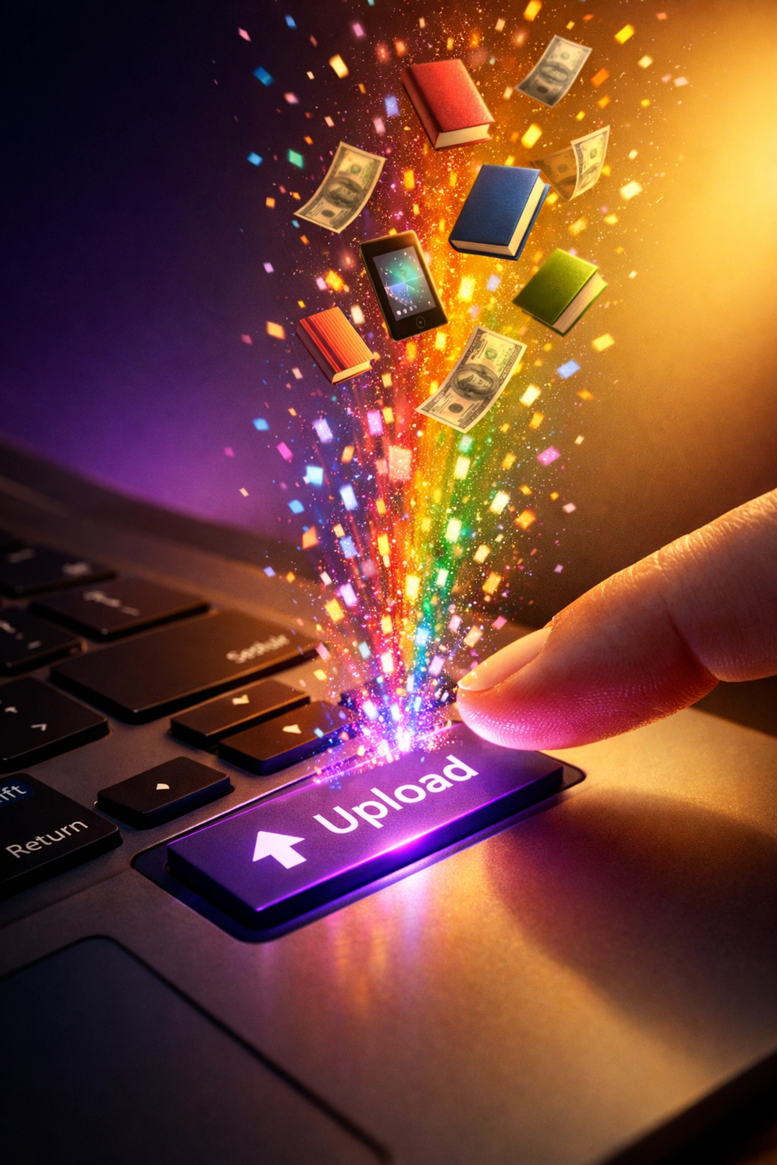 Author uploading gay romance book online with rising success symbols