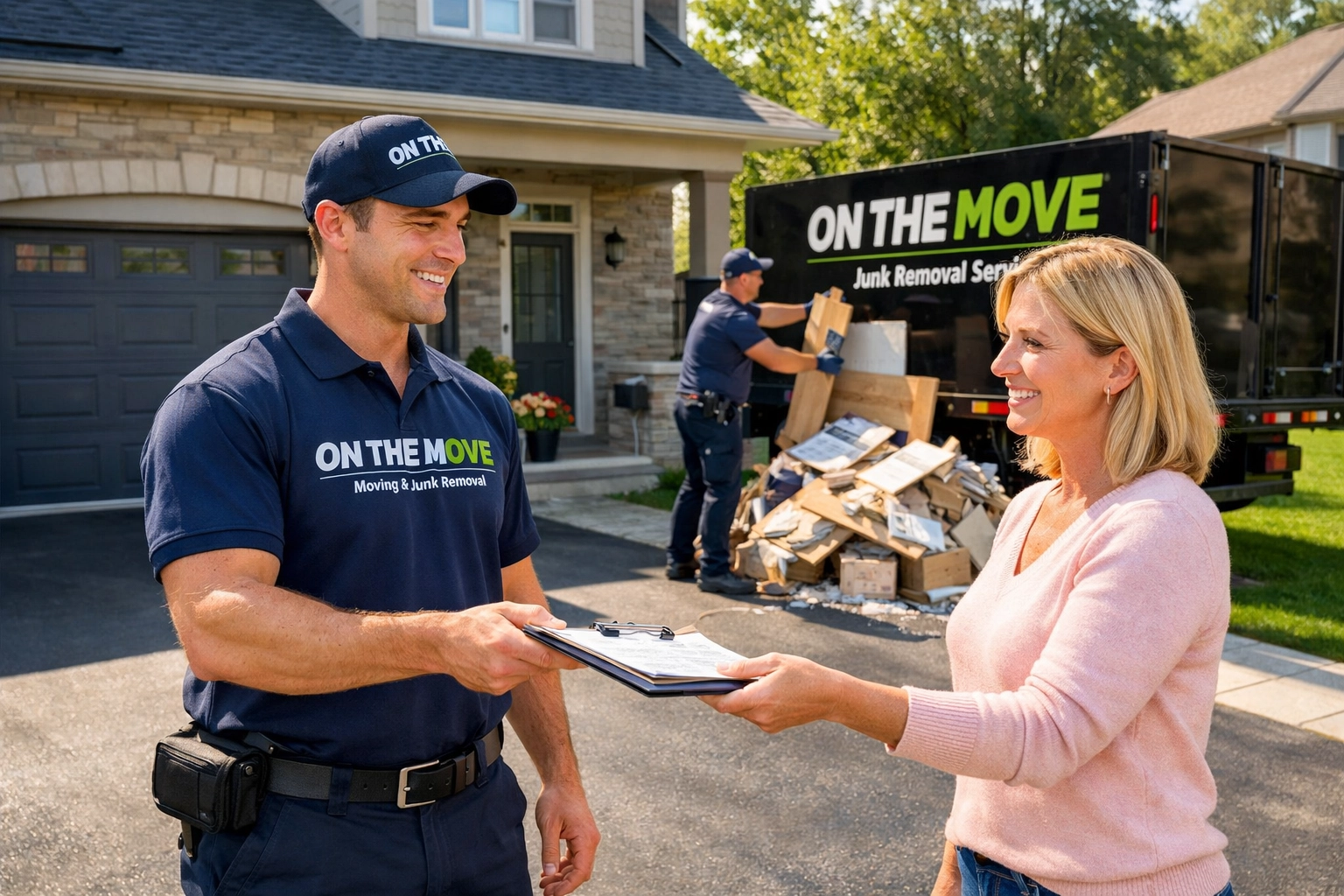 Residential junk removal after a renovation in Clarington with On The Move professionals.