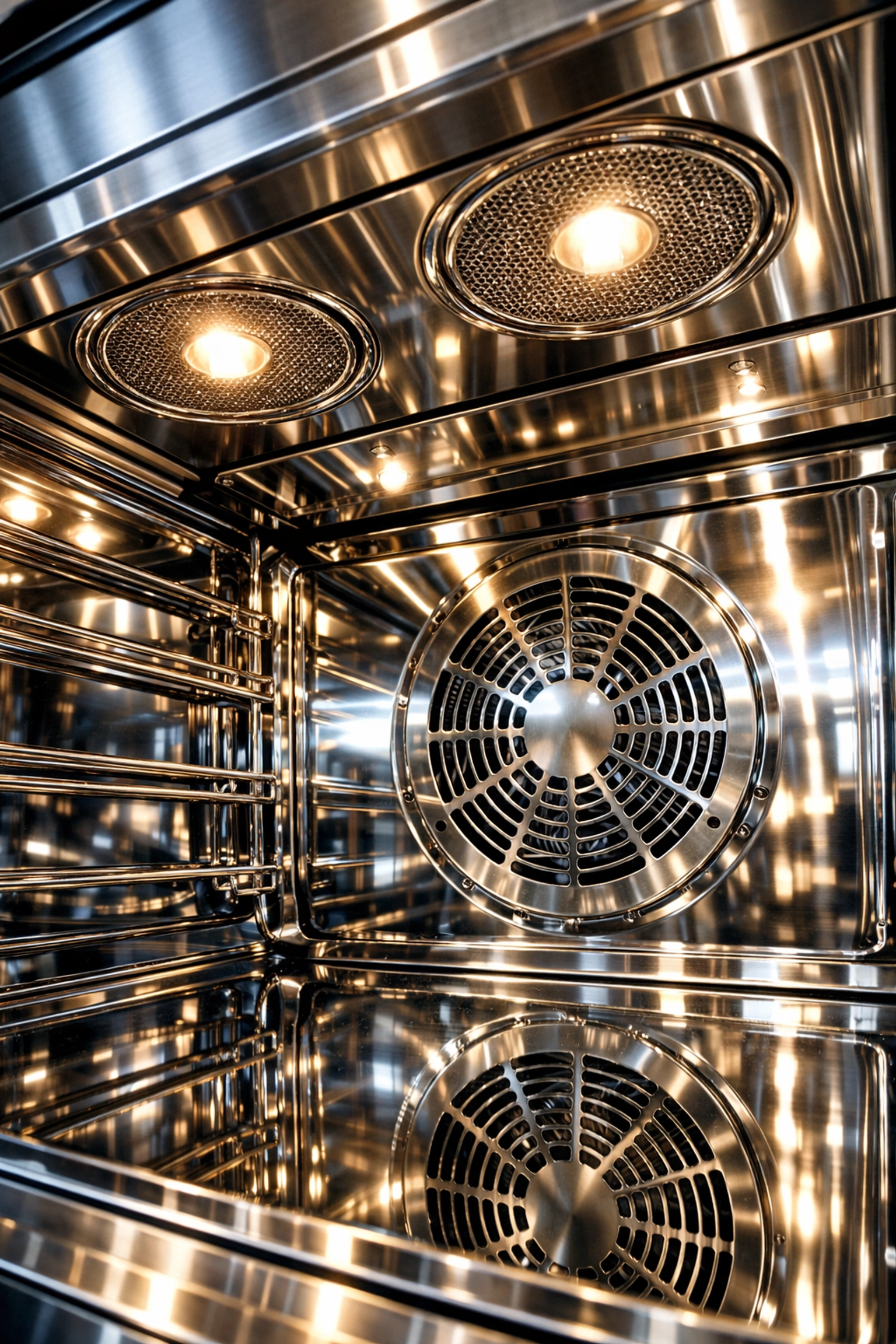 Sparkling clean stainless steel oven interior after deep residential cleaning Massachusetts.