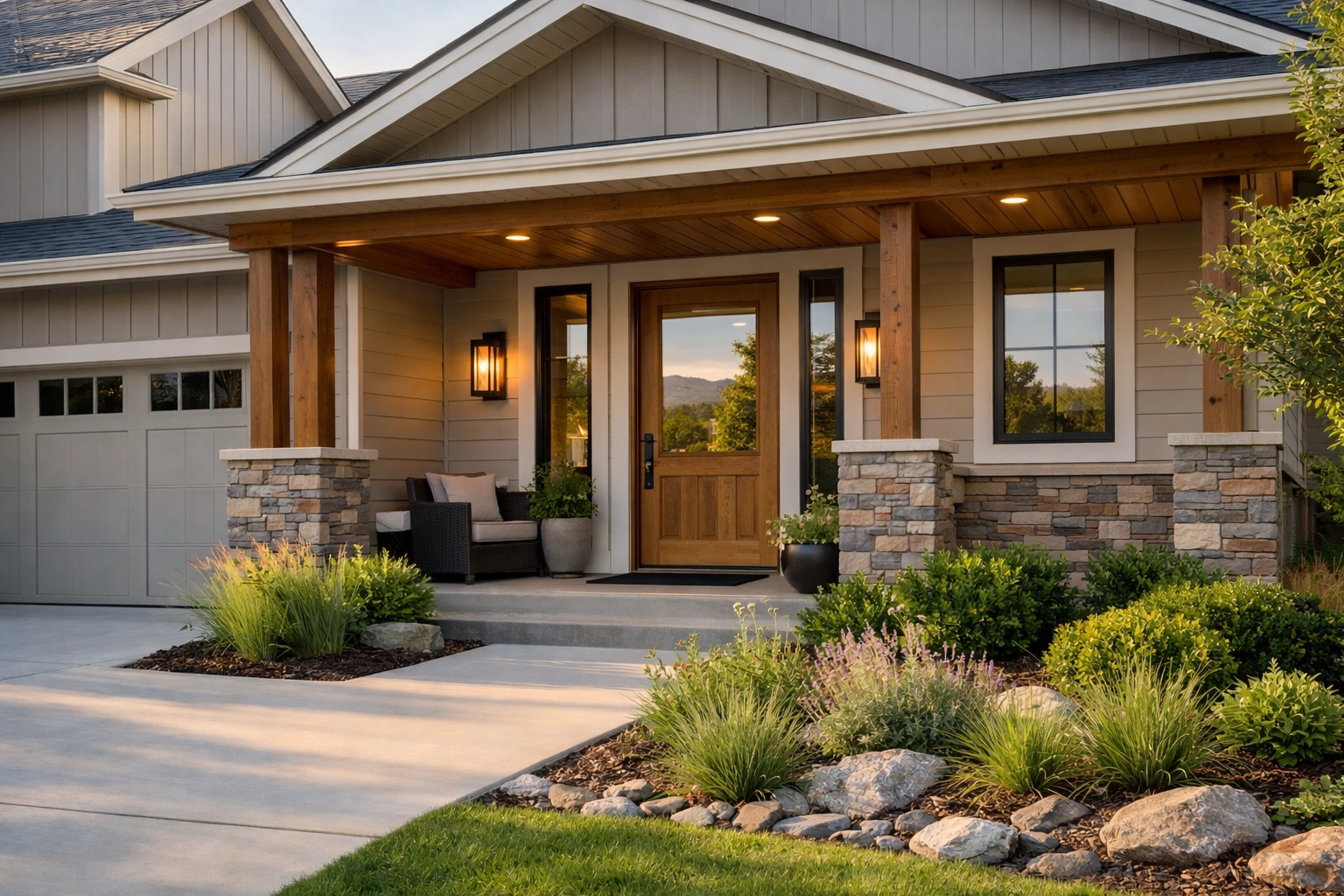 Modern Chattanooga home exterior showing curb appeal and updated landscaping