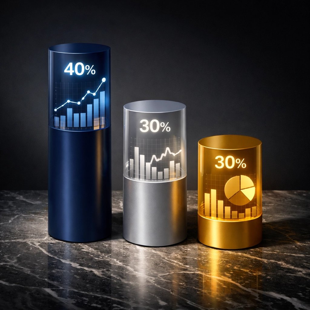 40/30/30 portfolio allocation framework showing equities, fixed income, and alternatives